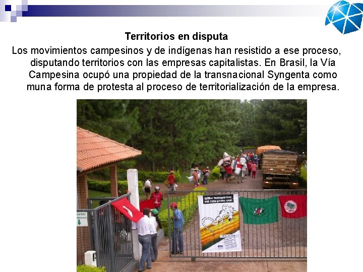 Territorios en disputa Los movimientos campesinos y de indígenas han resistido a ese proceso,