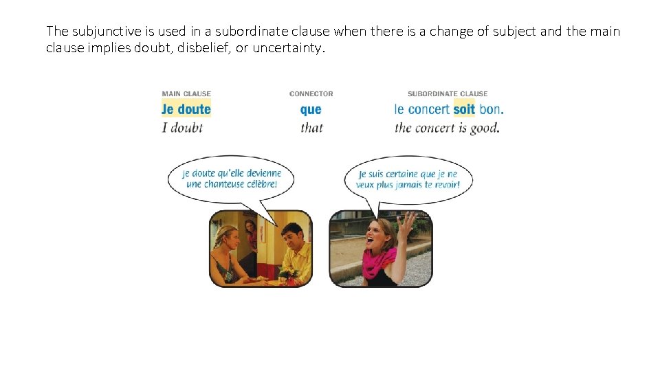 The subjunctive is used in a subordinate clause when there is a change of