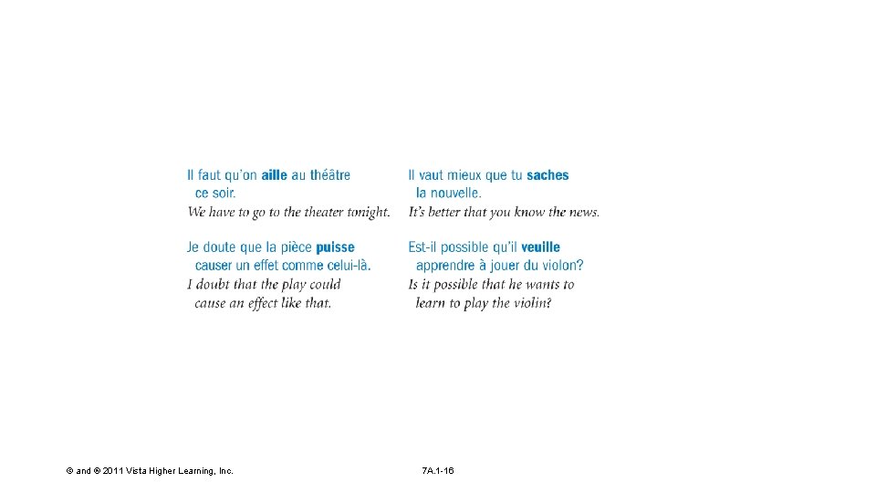 © and ® 2011 Vista Higher Learning, Inc. 7 A. 1 -16 