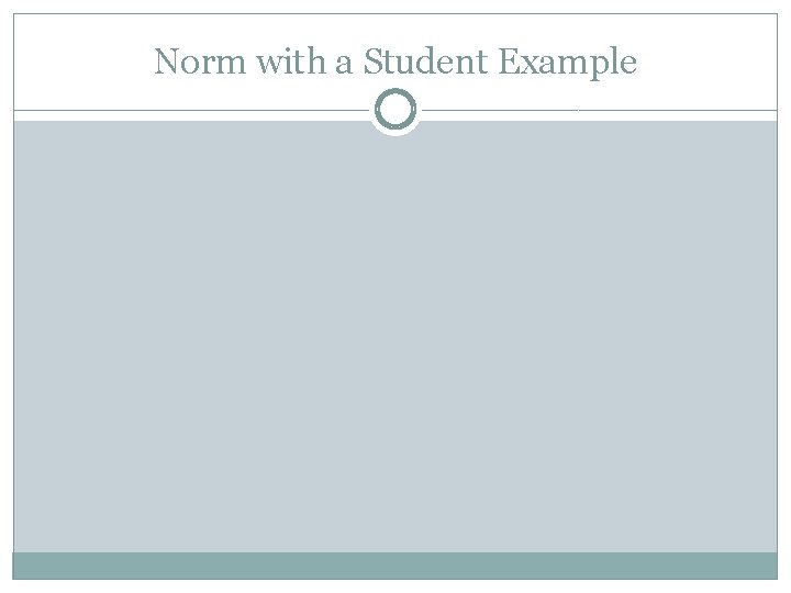 Norm with a Student Example 