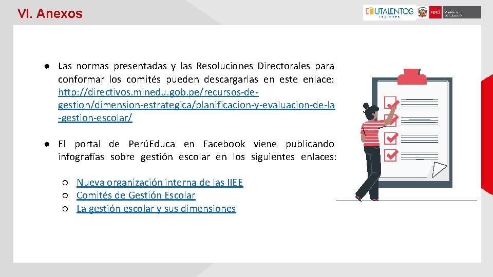 VI. Anexos ● Las normas presentadas y las Resoluciones Directorales para conformar los comités