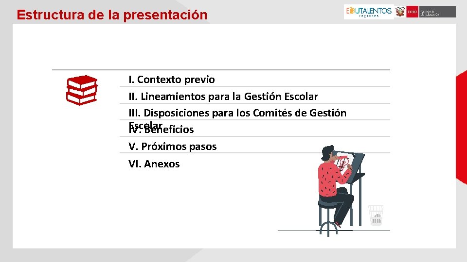 Estructura de la presentación I. Contexto previo II. Lineamientos para la Gestión Escolar III.