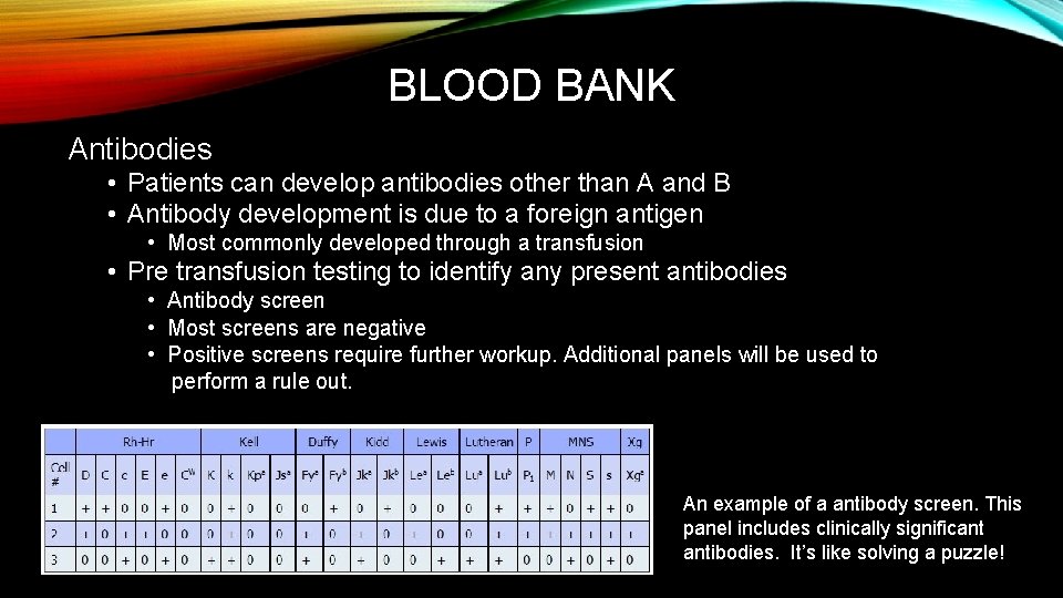BLOOD BANK Antibodies • Patients can develop antibodies other than A and B •