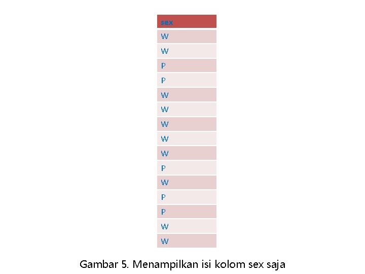 sex W W P P W W Gambar 5. Menampilkan isi kolom sex saja