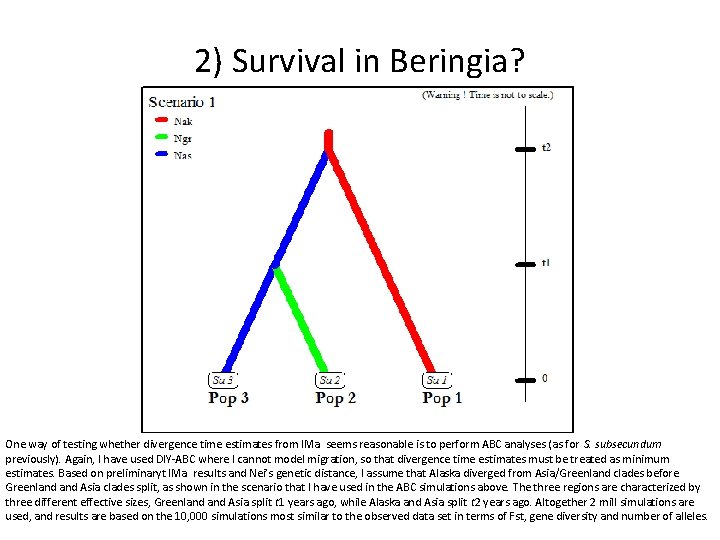 2) Survival in Beringia? One way of testing whether divergence time estimates from IMa