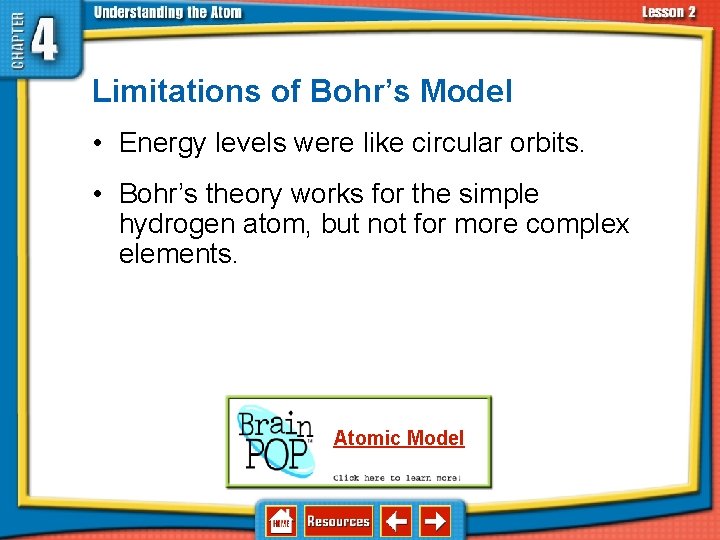 4. 2 Discovering Parts of the Atom Limitations of Bohr’s Model • Energy levels