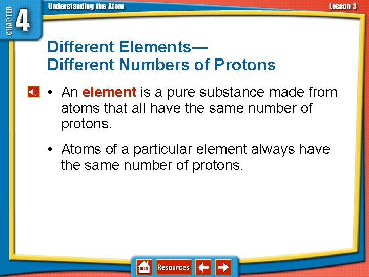 4. 3 Elements, Isotopes, and Ions— How Atoms Different Elements— Different Numbers of Protons