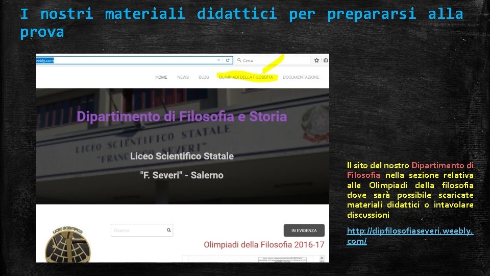 I nostri materiali didattici per prepararsi alla prova Il sito del nostro Dipartimento di