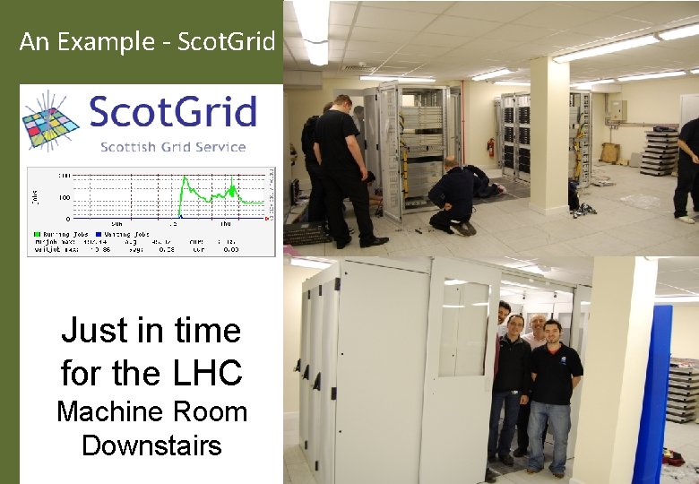 An Example - Scot. Grid Just in time for the LHC Machine Room Downstairs