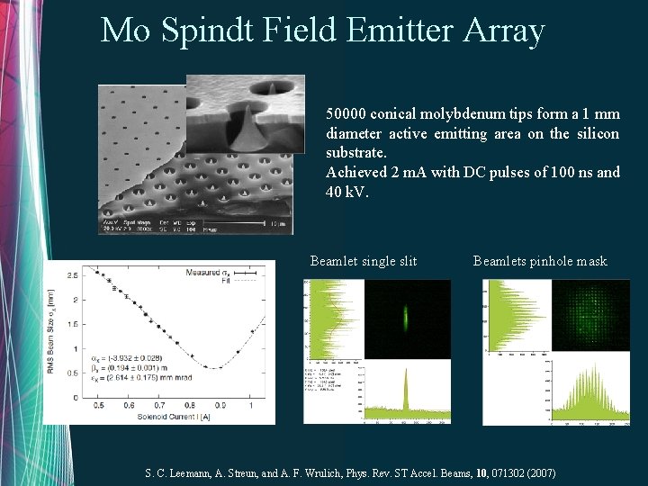 Mo Spindt Field Emitter Array 50000 conical molybdenum tips form a 1 mm diameter