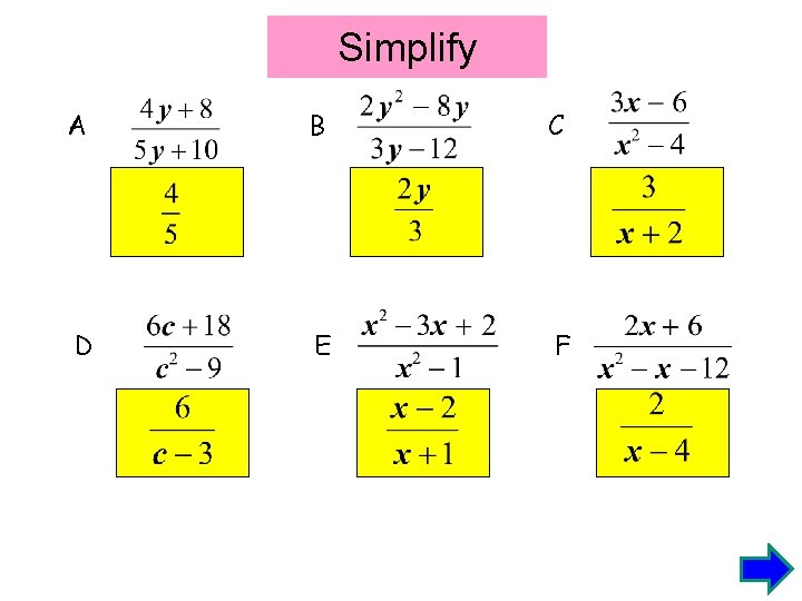 Simplify A B C D E F 