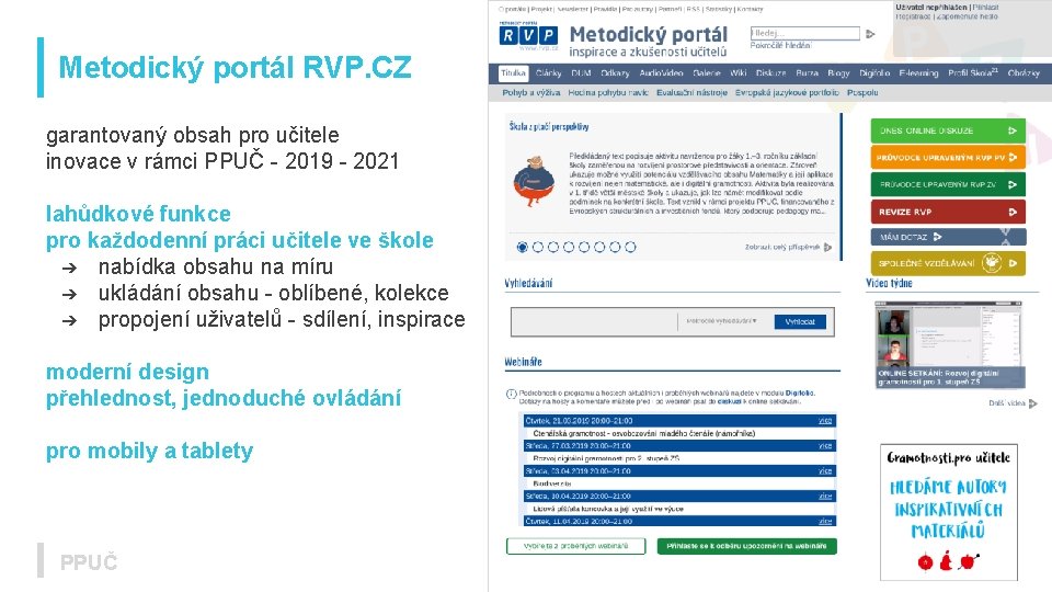 Metodický portál RVP. CZ garantovaný obsah pro učitele inovace v rámci PPUČ - 2019