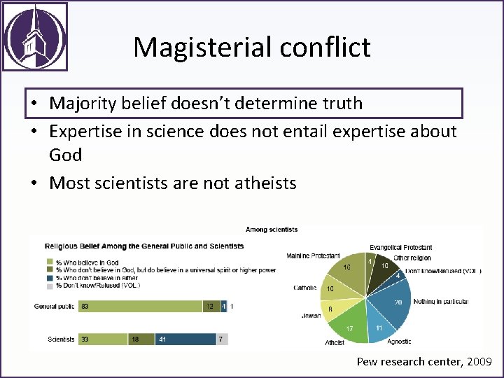 Magisterial conflict • Majority belief doesn’t determine truth • Expertise in science does not