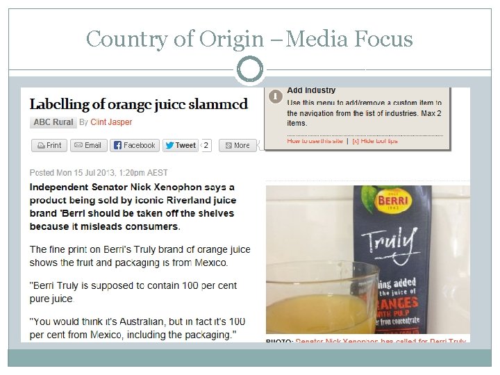 Country of Origin –Media Focus 