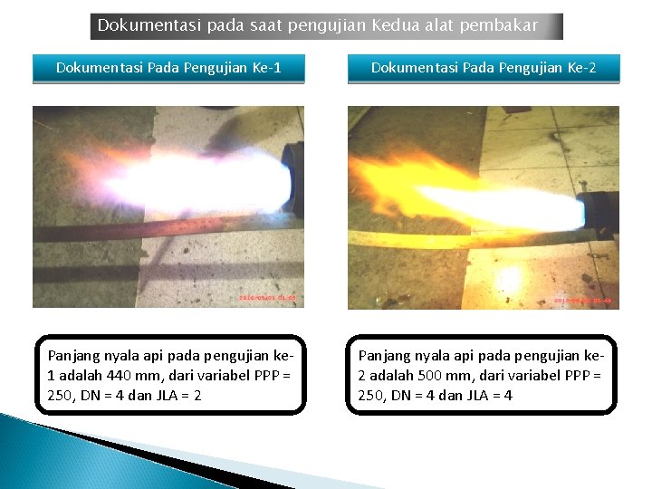 Dokumentasi pada saat pengujian Kedua alat pembakar Dokumentasi Pada Pengujian Ke-1 Dokumentasi Pada Pengujian