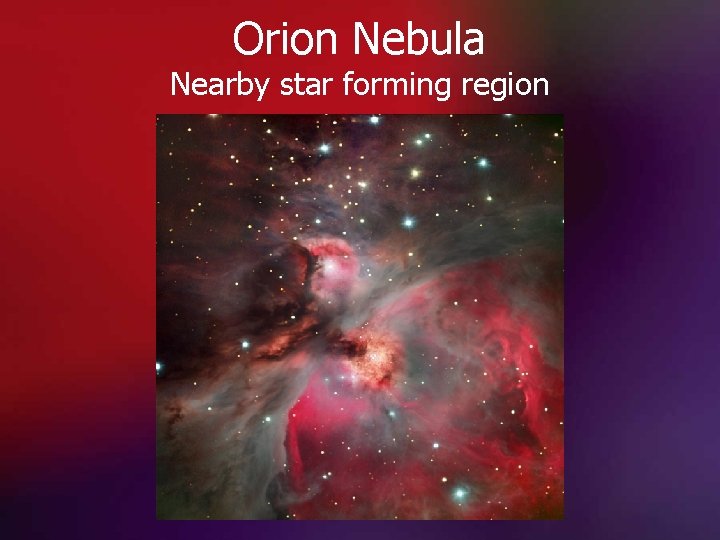 Orion Nebula Nearby star forming region 