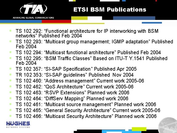 ETSI BSM Publications § TS 102 292: “Functional architecture for IP interworking with BSM