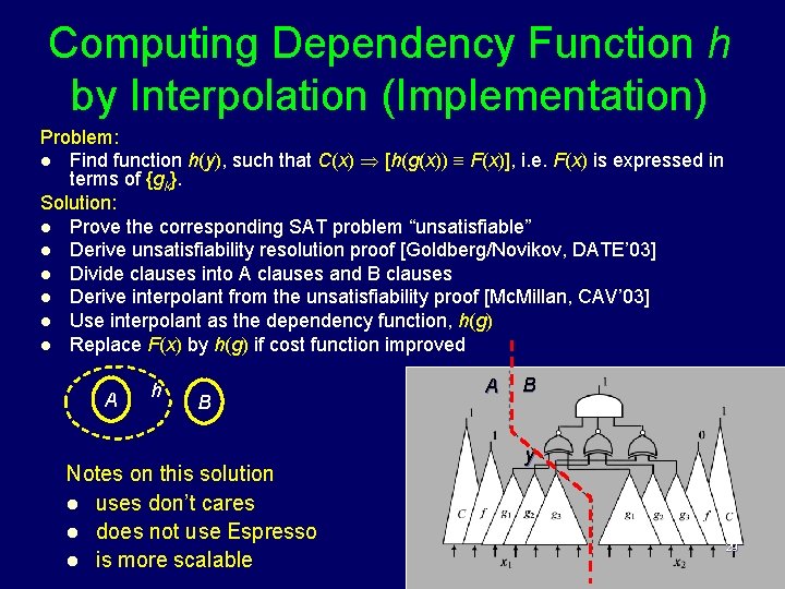 Computing Dependency Function h by Interpolation (Implementation) Problem: l Find function h(y), such that