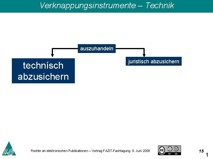 Verknappungsinstrumente – Technik auszuhandeln technísch abzusichern juristisch abzusichern Rechte an elektronischen Publikationen – Vortrag