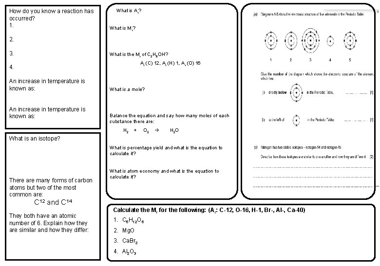 How do you know a reaction has occurred? 1. What is Ar? What is
