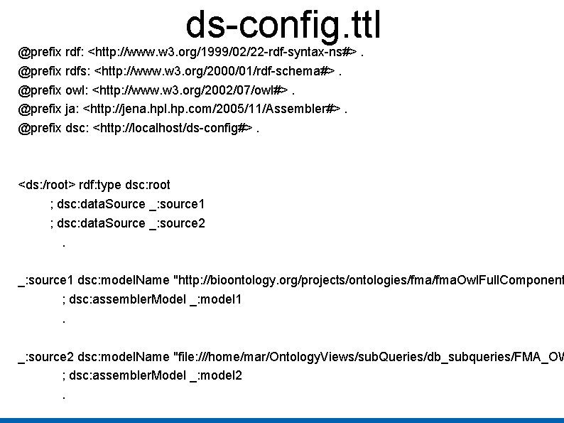 ds-config. ttl @prefix rdf: <http: //www. w 3. org/1999/02/22 -rdf-syntax-ns#>. @prefix rdfs: <http: //www.
