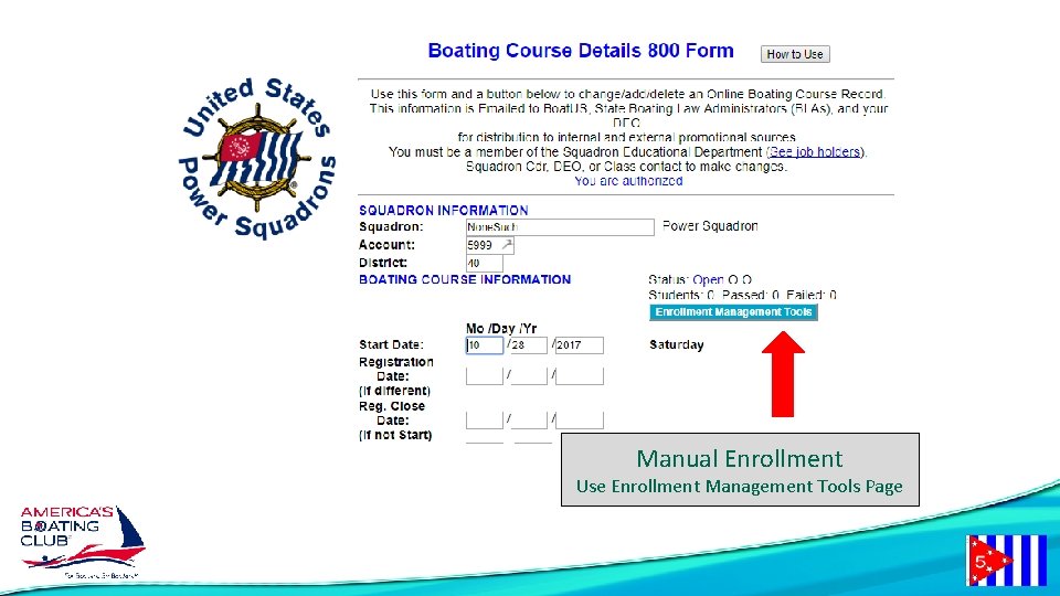 Manual Enrollment Use Enrollment Management Tools Page 