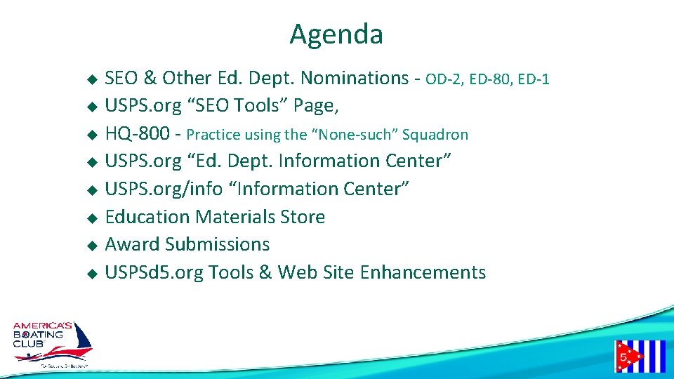 Agenda SEO & Other Ed. Dept. Nominations - OD-2, ED-80, ED-1 u USPS. org