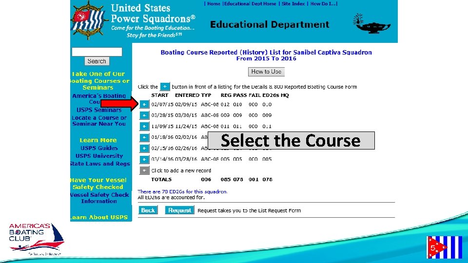 Select the Course 