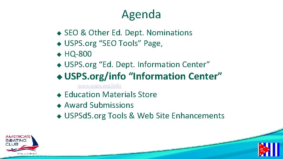 Agenda SEO & Other Ed. Dept. Nominations u USPS. org “SEO Tools” Page, u