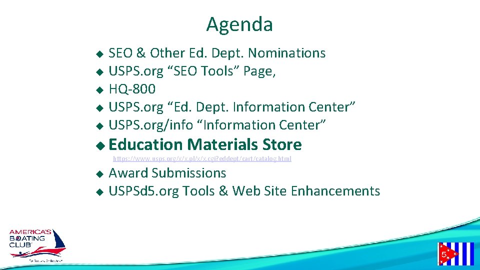 Agenda SEO & Other Ed. Dept. Nominations u USPS. org “SEO Tools” Page, u