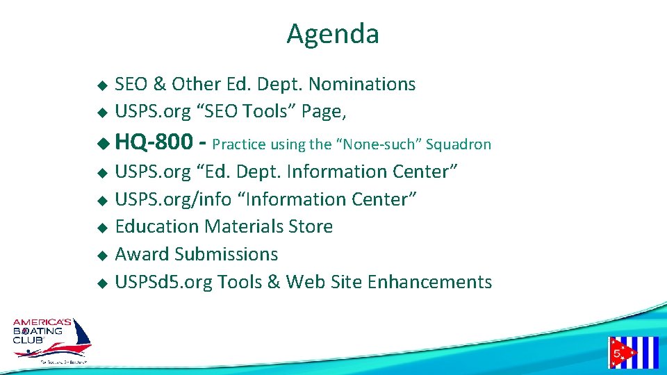 Agenda SEO & Other Ed. Dept. Nominations u USPS. org “SEO Tools” Page, u