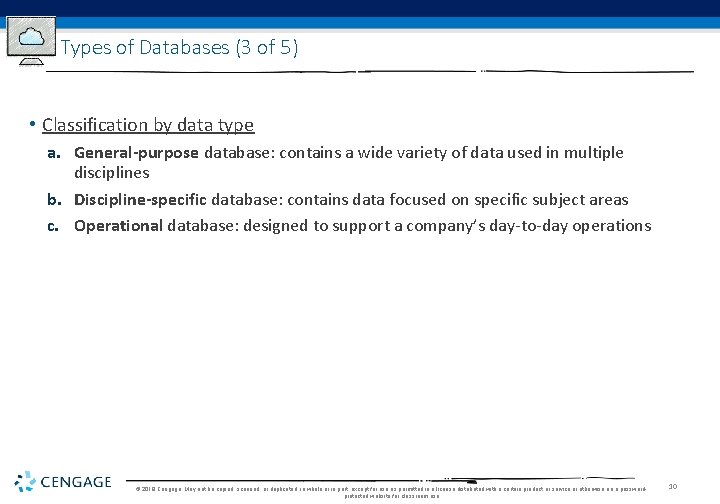Types of Databases (3 of 5) • Classification by data type a. General-purpose database: Types of Databases (3 of 5) • Classification by data type a. General-purpose database:
