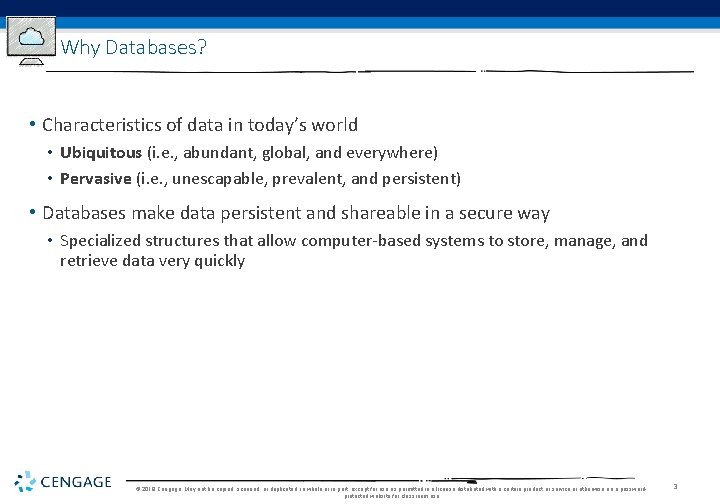 Why Databases? • Characteristics of data in today’s world • Ubiquitous (i. e. , Why Databases? • Characteristics of data in today’s world • Ubiquitous (i. e. ,