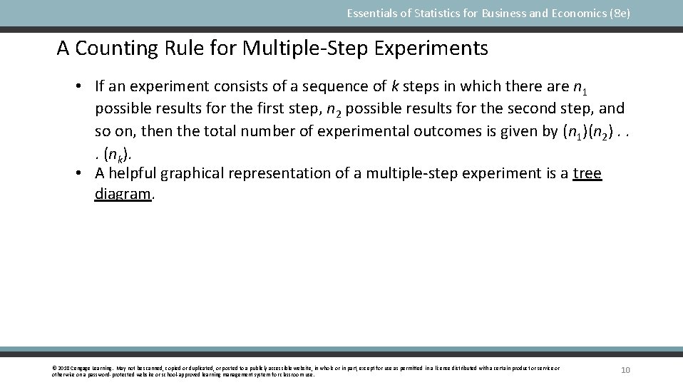 Essentials of Statistics for Business and Economics (8 e) A Counting Rule for Multiple-Step