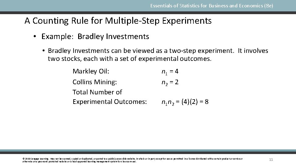 Essentials of Statistics for Business and Economics (8 e) A Counting Rule for Multiple-Step