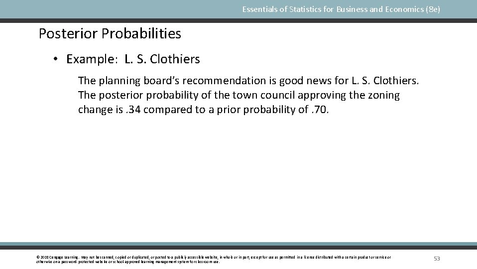 Essentials of Statistics for Business and Economics (8 e) Posterior Probabilities • Example: L.