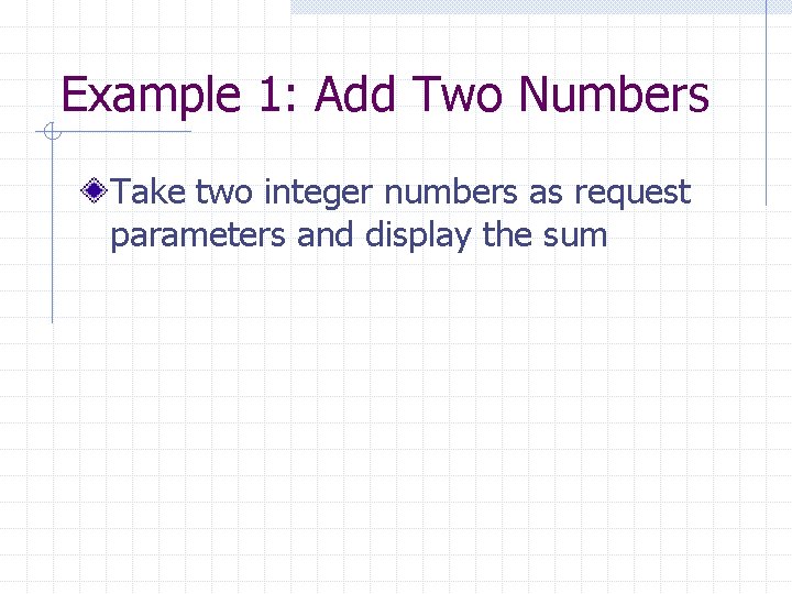 Example 1: Add Two Numbers Take two integer numbers as request parameters and display