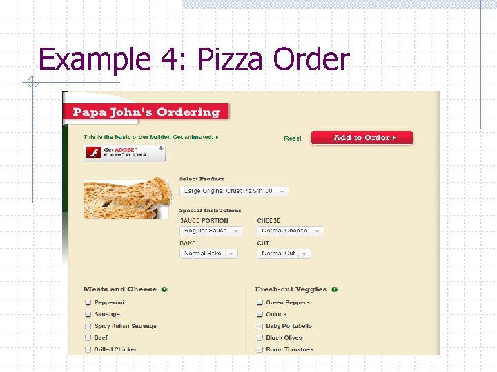 Example 4: Pizza Order 
