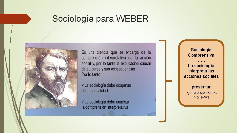Sociología para WEBER Sociología Comprensiva ……. La sociología interpreta las acciones sociales …. .