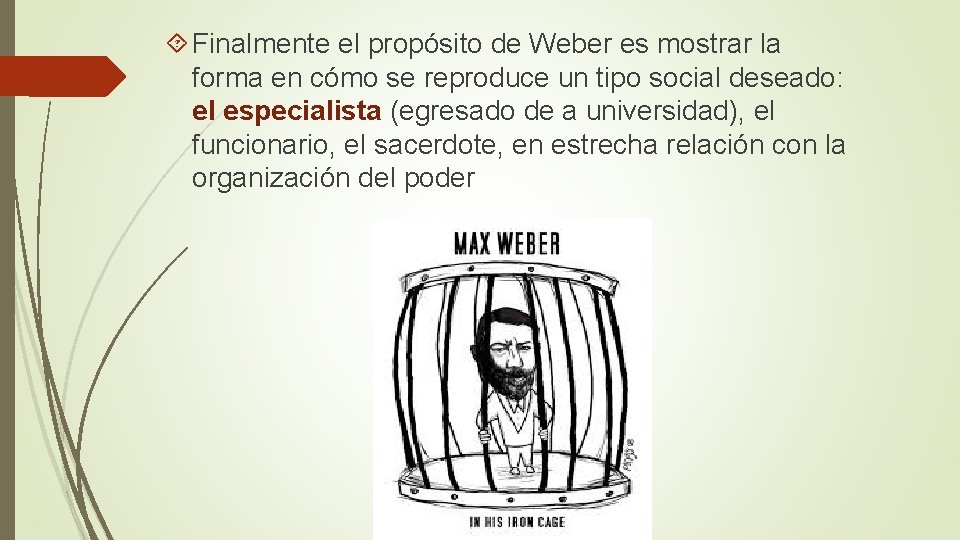  Finalmente el propósito de Weber es mostrar la forma en cómo se reproduce