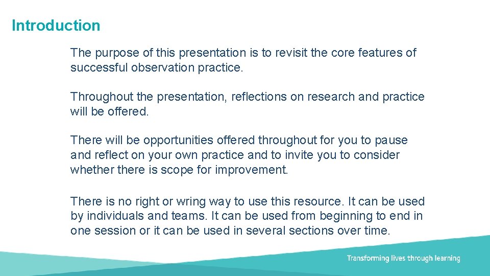 Introduction The purpose of this presentation is to revisit the core features of successful