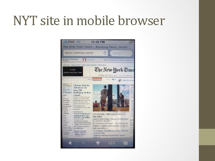 NYT site in mobile browser 