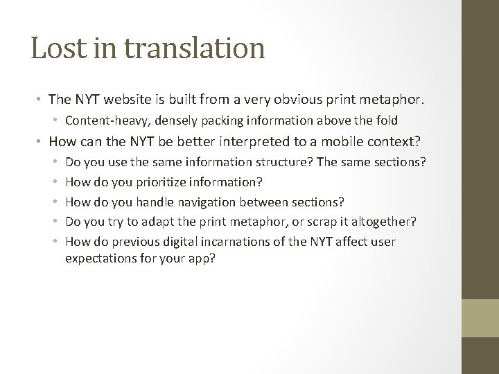 Lost in translation • The NYT website is built from a very obvious print