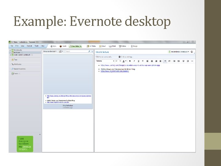 Example: Evernote desktop 