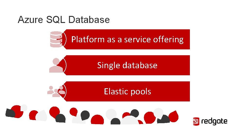 Azure SQL Database Platform as a service offering Single database Elastic pools 