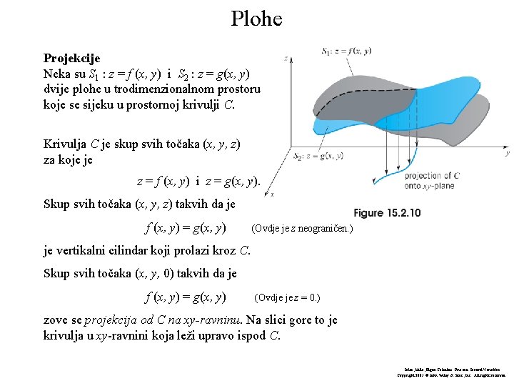 Plohe Projekcije Neka su S 1 : z = f (x, y) i S