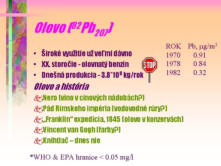 Olovo (82 Pb 207) • Široké využitie už veľmi dávno • XX. storočie -