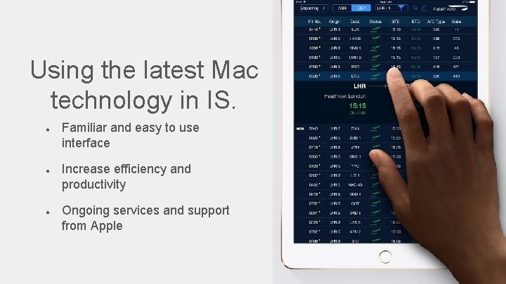 Using the latest Mac technology in IS. ● ● ● Familiar and easy to