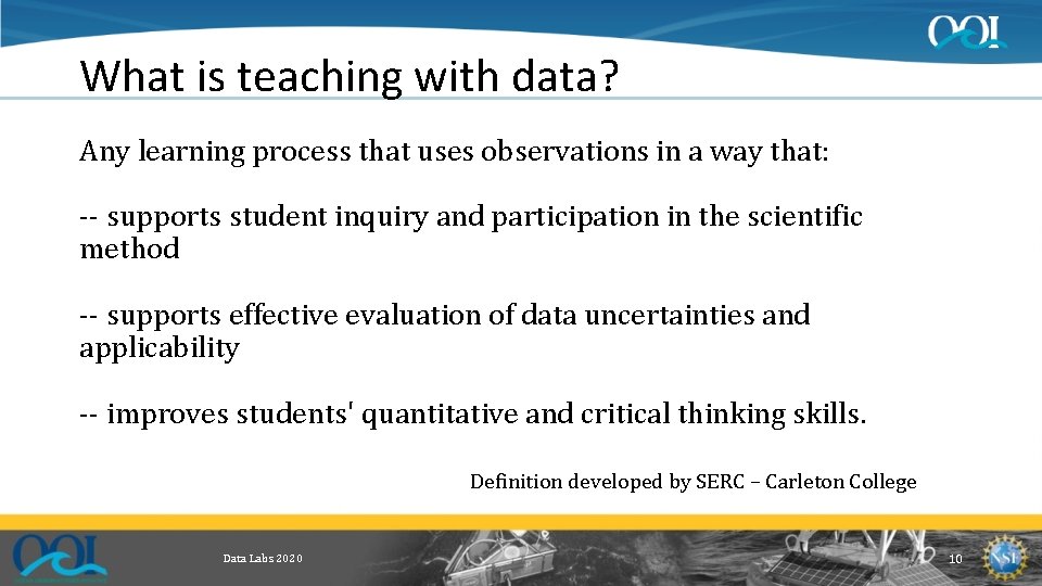 What is teaching with data? Any learning process that uses observations in a way