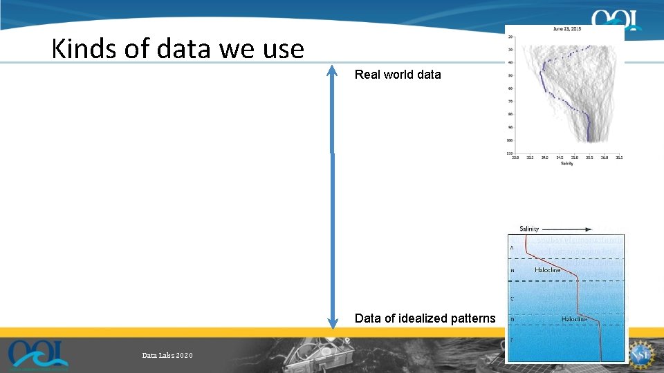 Kinds of data we use Real world data Data of idealized patterns Data Labs